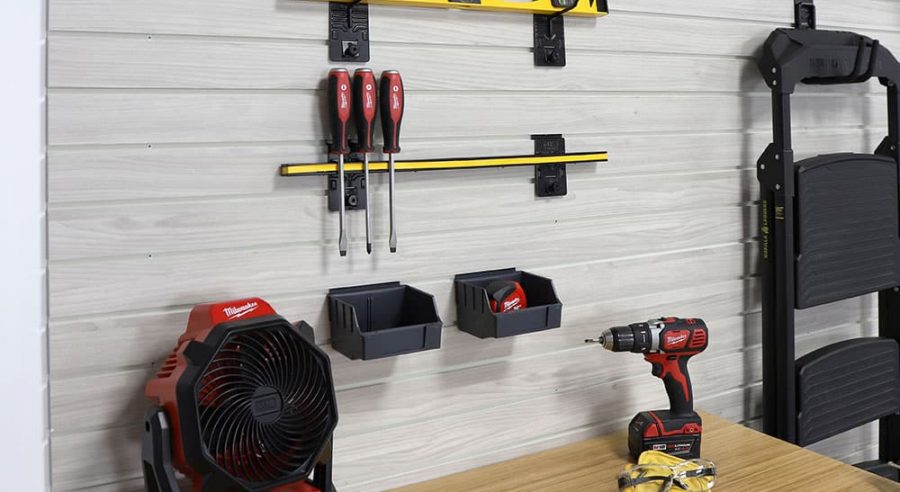 Organized DIY Workshop in Garage with MKE Slatwall Panels and Accessories